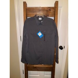 Columbia Newton Ridge Long Sleeve Mens Shirt L G Gray Omni Shade Sun Protection